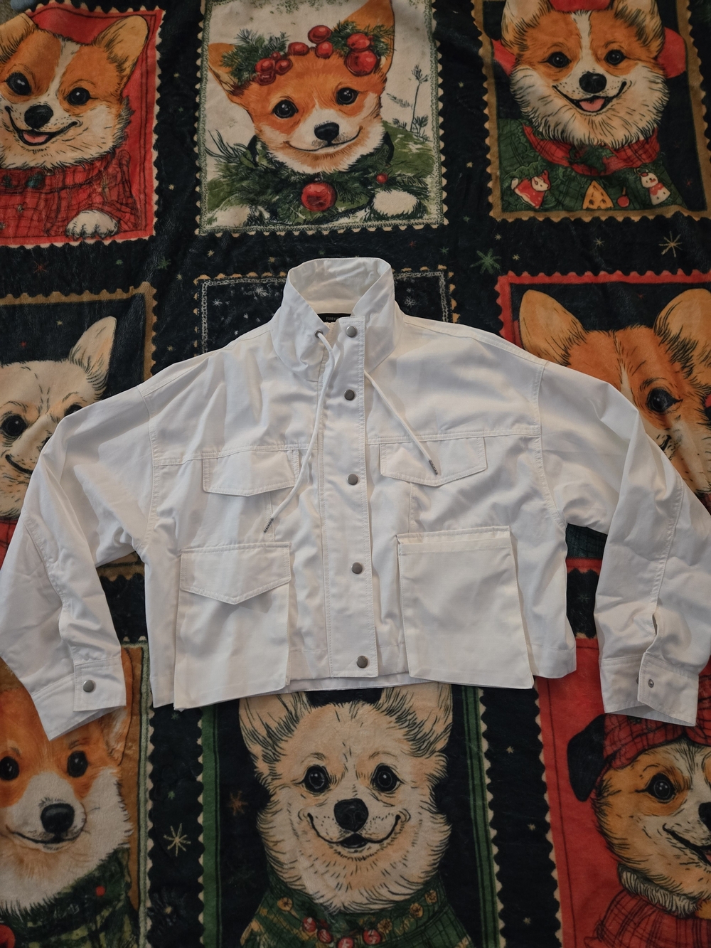 Forever 21 White Cropped Utility Jacket